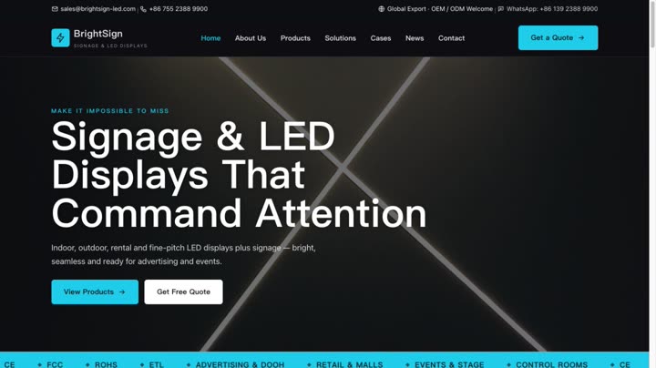 标识与 LED 显示外贸网站模板首页截图